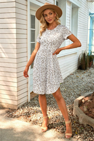 Leopard Print Empire Waist Knit Dress