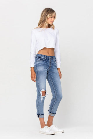 Flying Monkey Stretch Distressed Boyfriend Jeans