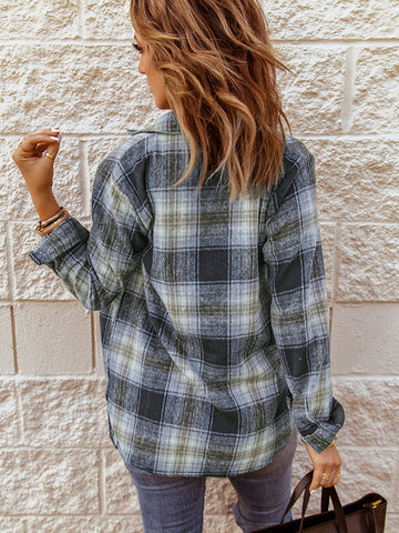 Flannel Plaid Shacket - Gray