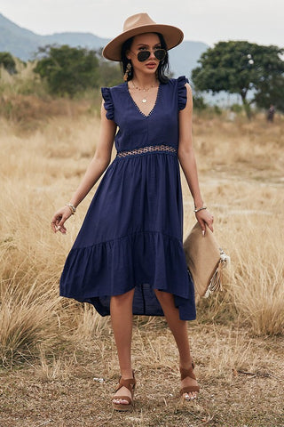 Crochet Detail Dress - Navy