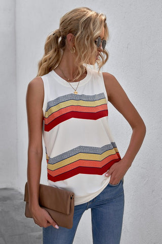 Rainbow Sleeveless Top - Navy