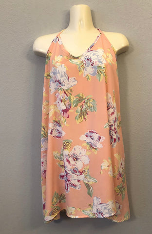 Flowy Tropical Peach Dress