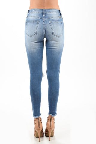Kan Can Frayed Bottom Distressed Jeans