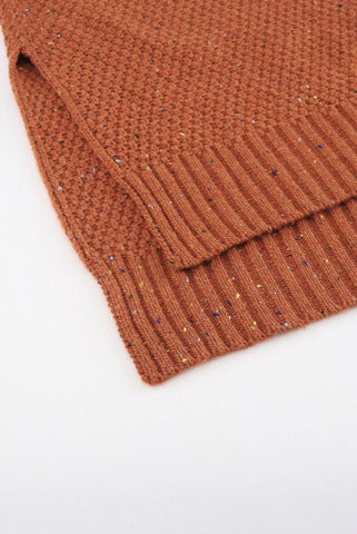 Henley Rainbow Speckled Sweater - Rust