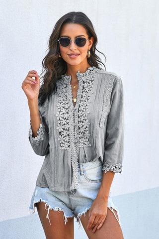 Daisy Crochet Blouse - Gray