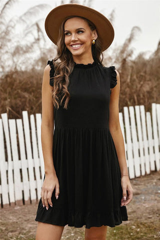 Sleeveless Chiffon Dress - Black