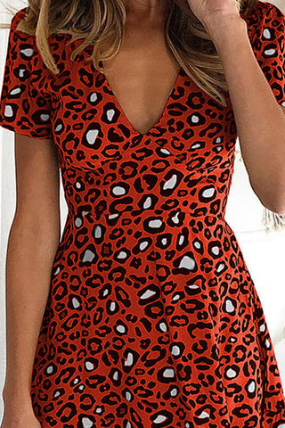 Flouncy Leopard Print Dress - White