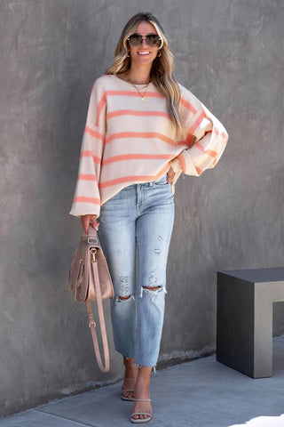 Striped Sweatshirt - Peach