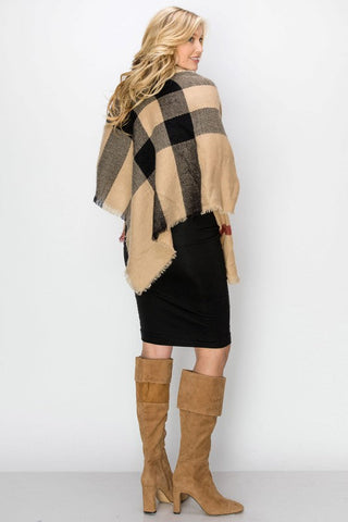 Plaid Fall Scarf - Dark Beige