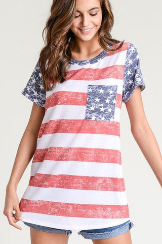 American Flag Pocket Tee