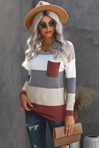 Striped Sweater with Pocket