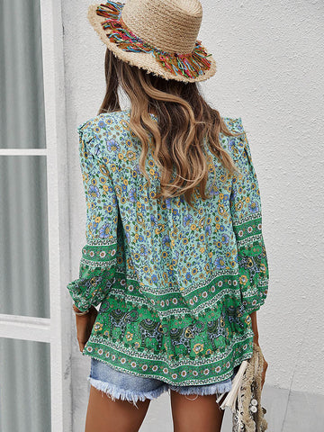 Flowy Fit Boho Top - Green