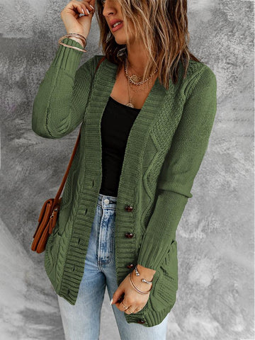 Cozy Textured Cardigan - Green
