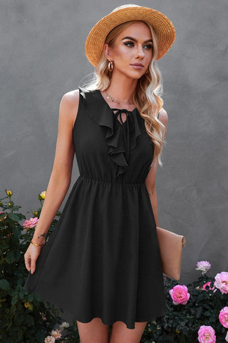 Ruffle Trim Dress - Black