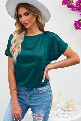 Silky Short Sleeve Top - Green