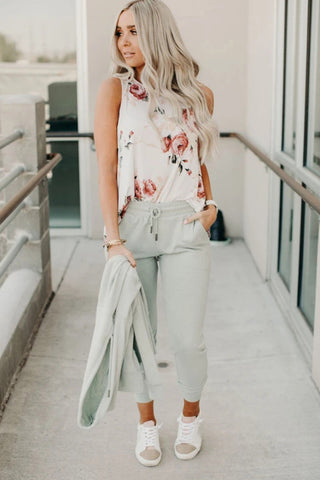 Floral Print Sleeveless Top - White