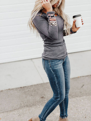 Button Cuff Ribbed Top - Charcoal