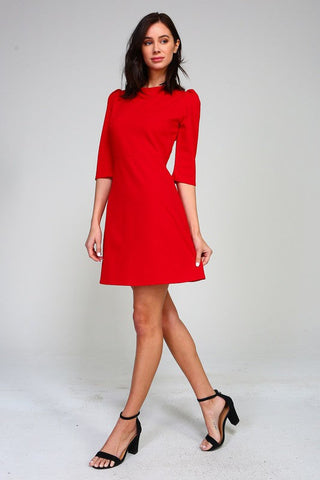 Half Sleeve Mini Dress - Red