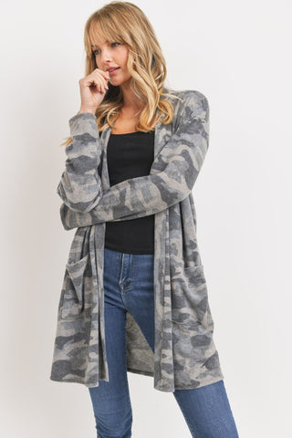 Brushed Fleece Camo Cardigan