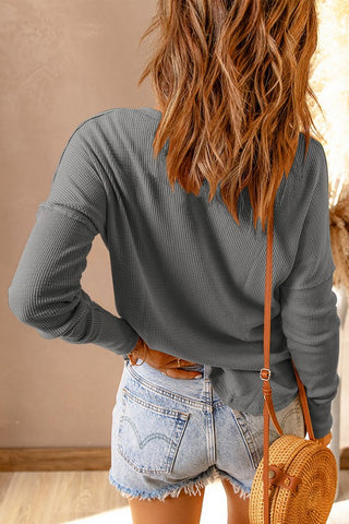 Thermal Henley Top - Gray