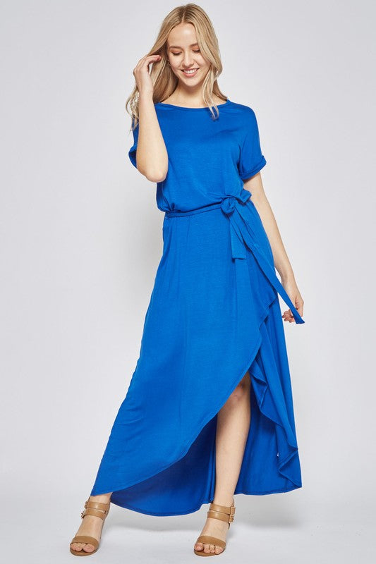 Short Sleeve Belted High Low Dress - Royal Blue | Blue Chic Boutique Short Sleeve Belted High Low Dress - Royal Blue | Blue Chic Boutique