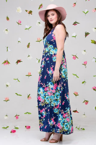 Garden Party Maxi Dress Plus - Navy