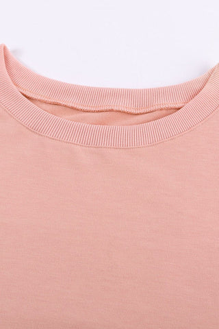 Fall Staple Tunic Sweatshirt with Ribbing - Pink