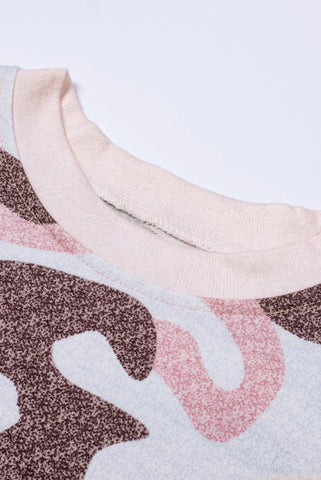 Camo Crew Neck Top - Pink