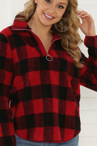 Buffalo Plaid Sherpa - Red