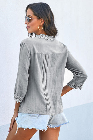 Daisy Crochet Blouse - Gray