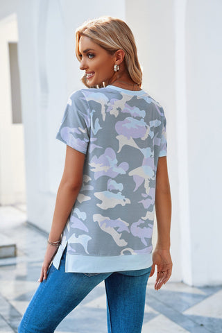 Blue Camo Casual Top