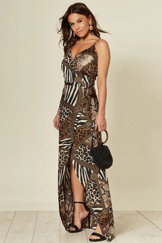 Front Slit Maxi Dress - Leopard