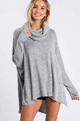 Turtleneck Poncho - Gray
