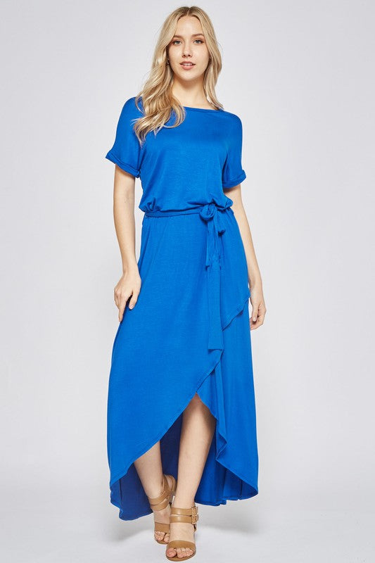 Short Sleeve Belted High Low Dress - Royal Blue | Blue Chic Boutique Short Sleeve Belted High Low Dress - Royal Blue | Blue Chic Boutique