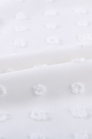 Swiss Dot Lantern Sleeve Top - White