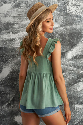 Baby Doll Linen Top - Sage