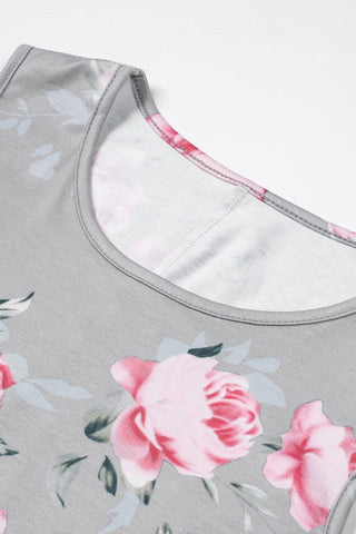 Floral Print Sleeveless Top - Gray