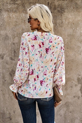 Floral Blouse - Pink and White