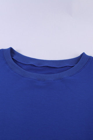 Fall Staple Tunic Sweatshirt with Ribbing - Blue