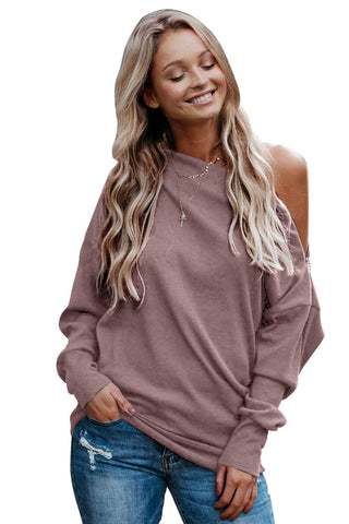 Off Shoulder Zippered Top - Pink