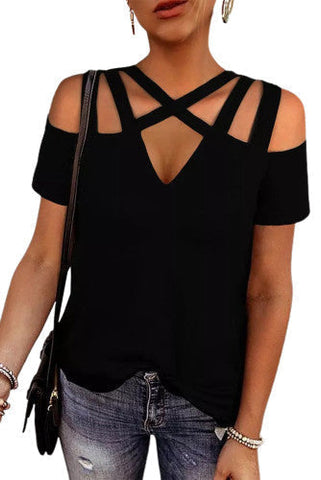 Night on The Town Criss Cross Top - Black