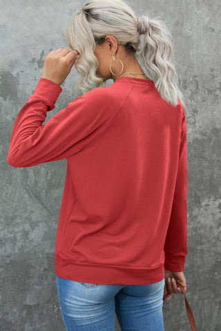 Red Raglan Sleeve Sweatshirt