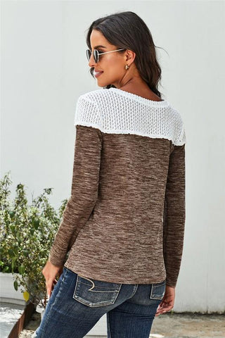 Crochet Detail Top - Brown