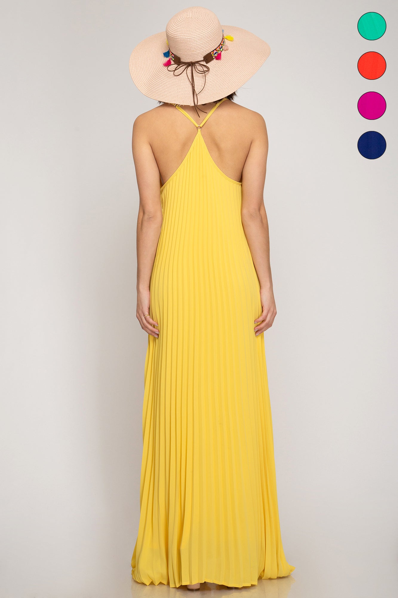 missguided pleated maxi dress yellow MISSGUIDED Elegant Cowl Neck Ruffle Long Bishop Sleeves High Side Slit Maxi DressMISSGUIDED