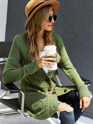 Cozy Textured Cardigan - Green
