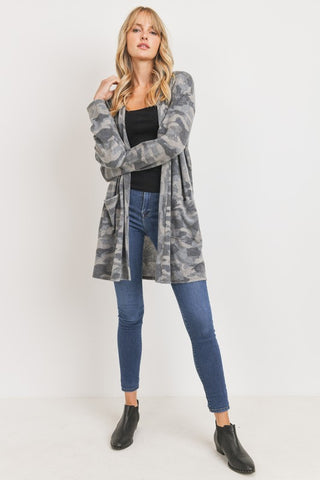 Brushed Fleece Camo Cardigan