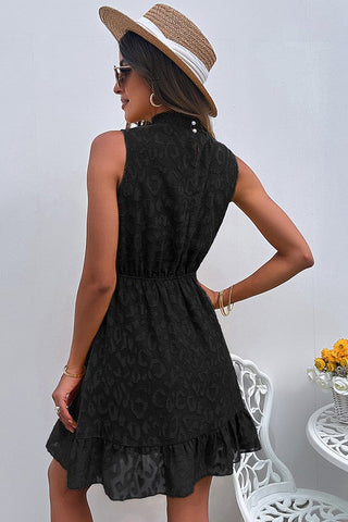 Sleeveless Leopard Dress - Black