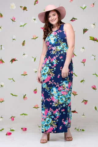 Garden Party Maxi Dress Plus - Navy