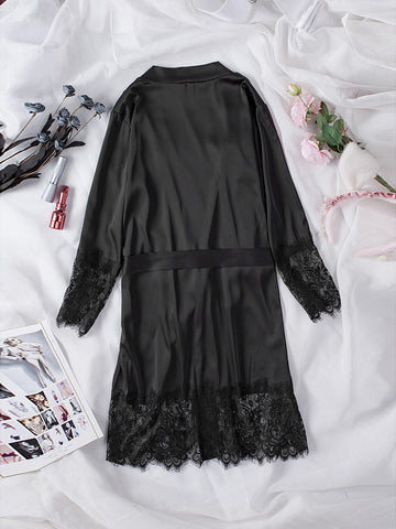 Kimono Silk Robe - Black