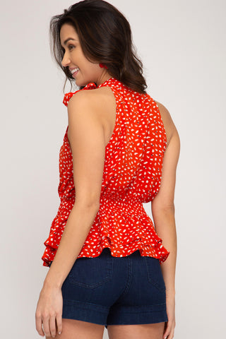 Halter Polka Dot Top - Red
